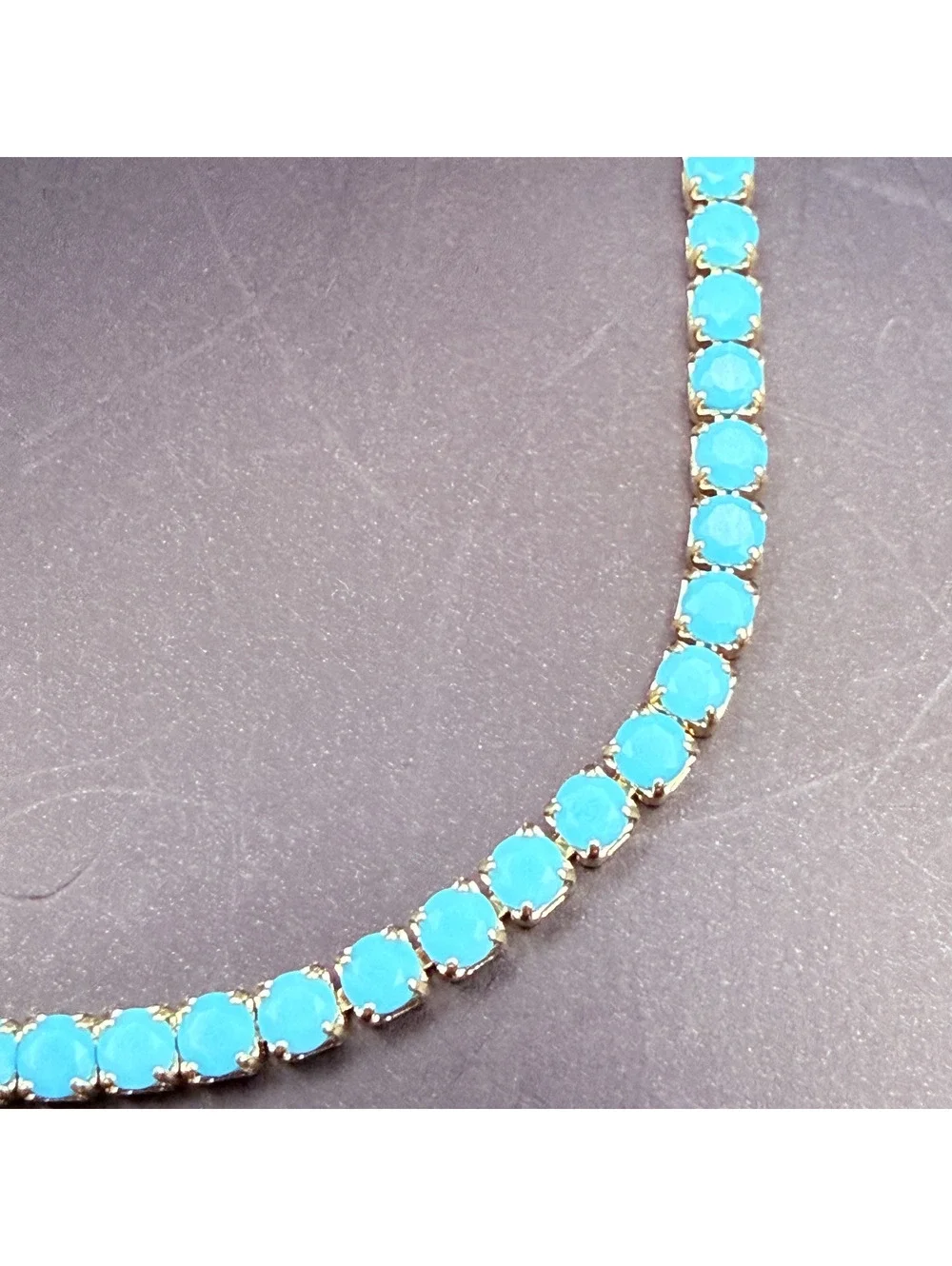 candy+clover turquoise gold tone tennis bracelet